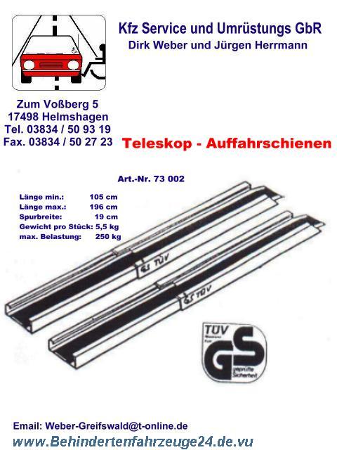 Behindertenfahrzeuge24 Aluminium Auffahrschienen in verschiedenen